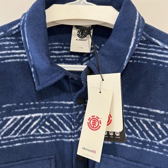 NWT Element Dawn Fleece Shirt Flannel WoodBlock Blue Large L Quiksilver DC - Picture 7 of 9